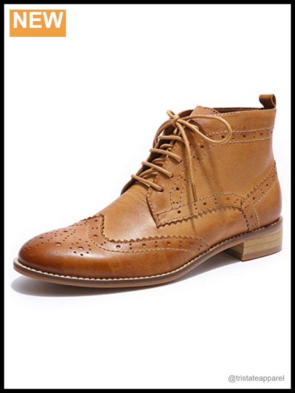 Women's Leather Brogue Ankle Boots Lace-up Oxford Booties